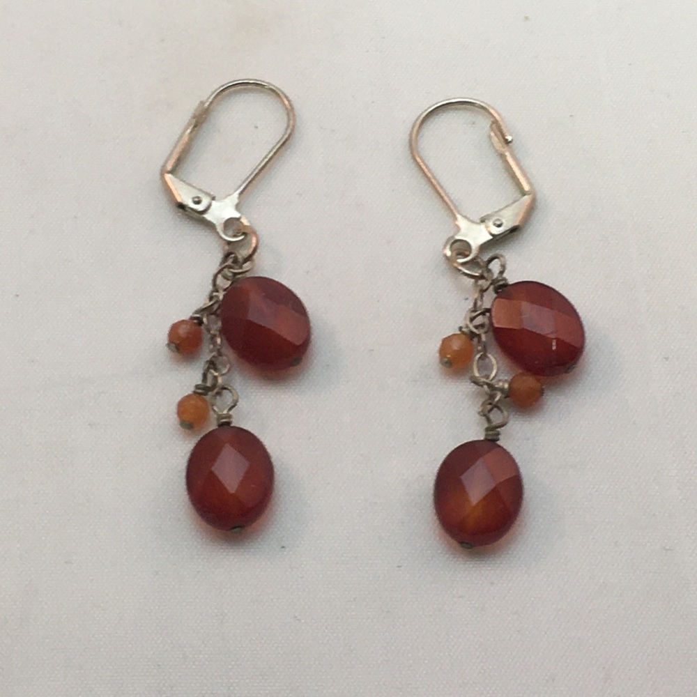 Carnelian Briolette Beaded Earrings - Picture 2 of 2